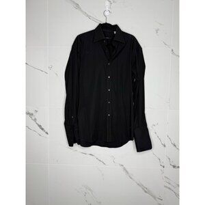 Authentic Gucci Black Slim Fit Dress Shirt French Cuffs Made in Italy Size 16.5​